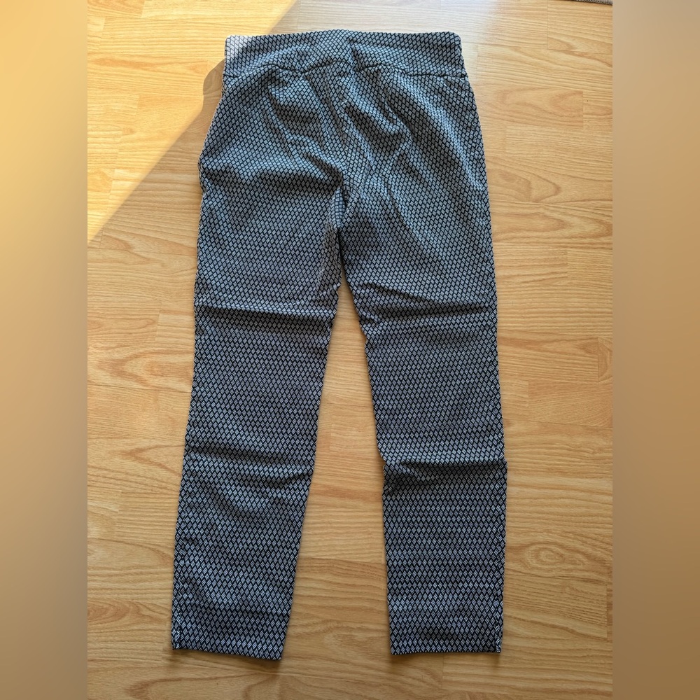 Patterned Slim Leg Ponte Pants Crosshatch Herringbone chic slimming colorblock - Picture 4 of 4